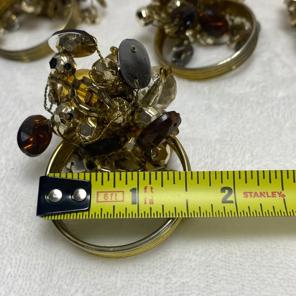 Vintage Goldtone Cluster‎ Beaded Napkin Rings Holiday Christmas Thanksgiving